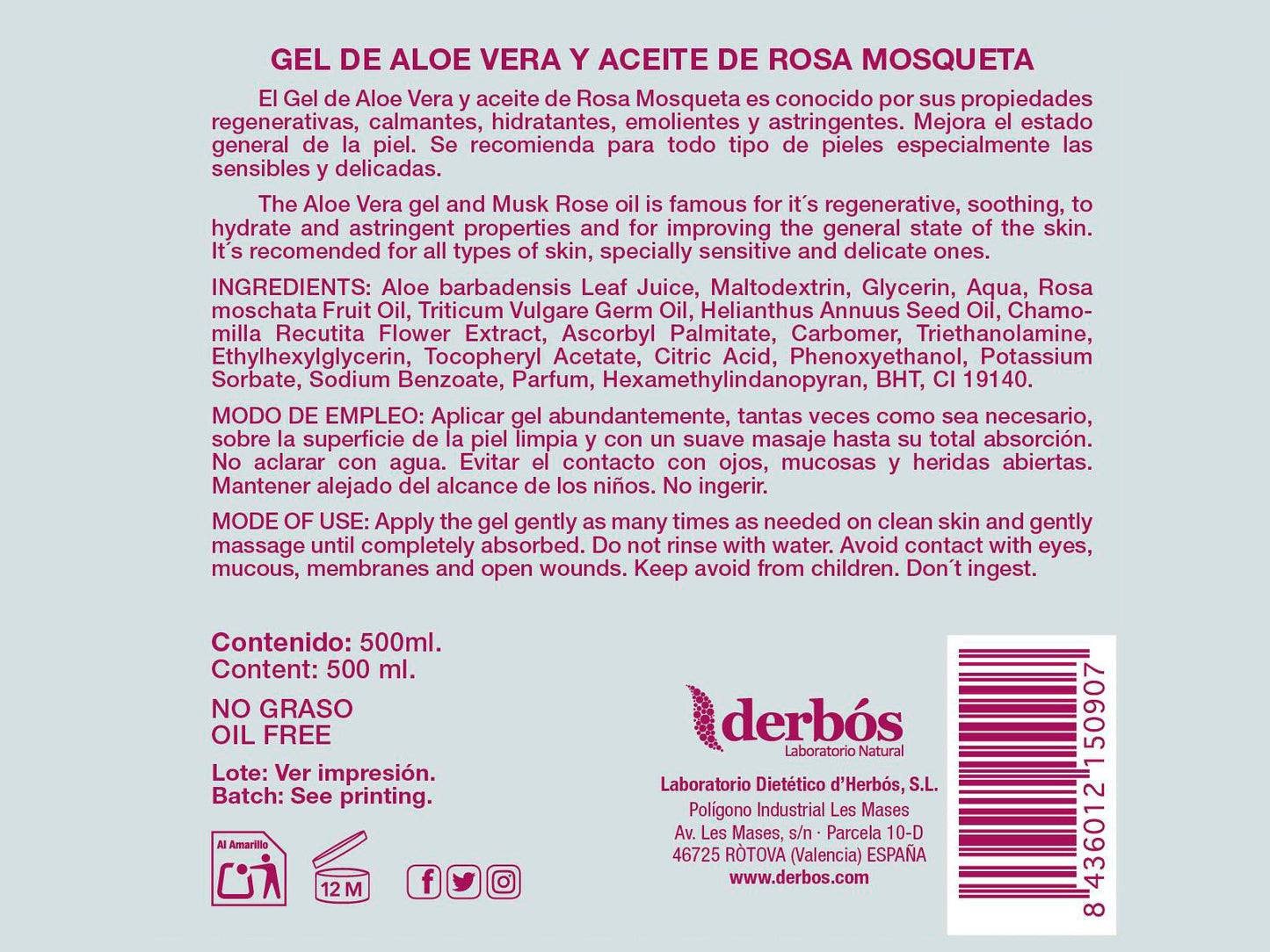 Gel Aloe Vera y Rosa Mosqueta